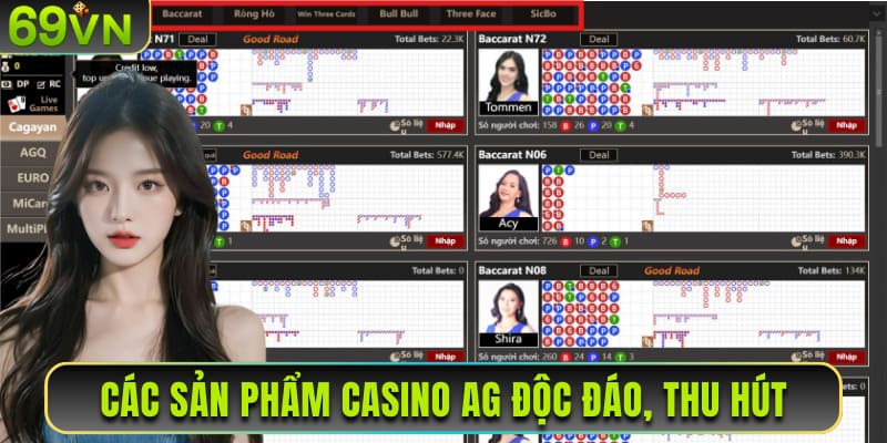 Các sản phẩm casino AG độc đáo, thu hút