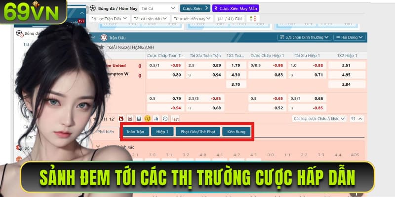 Sảnh đem tới các thị trường cược hấp dẫn