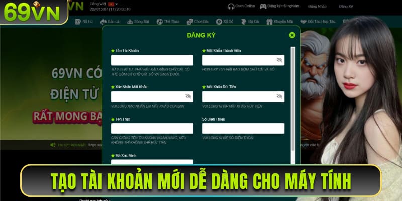 Tạo tài khoản mới dễ dàng cho máy tính