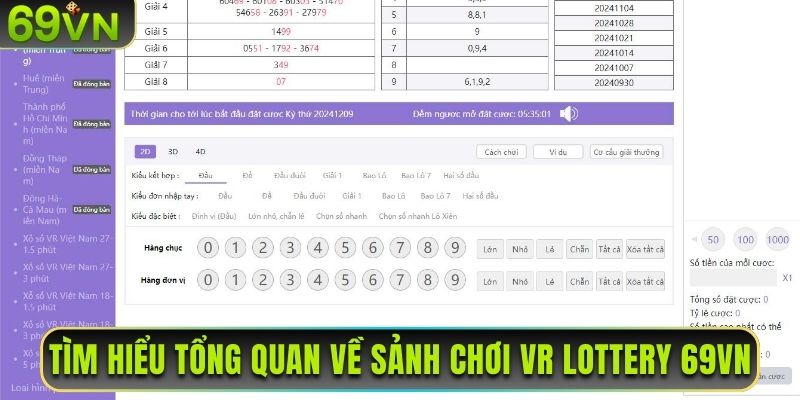 Tìm hiểu tổng quan về sảnh chơi VR Lottery 69VN